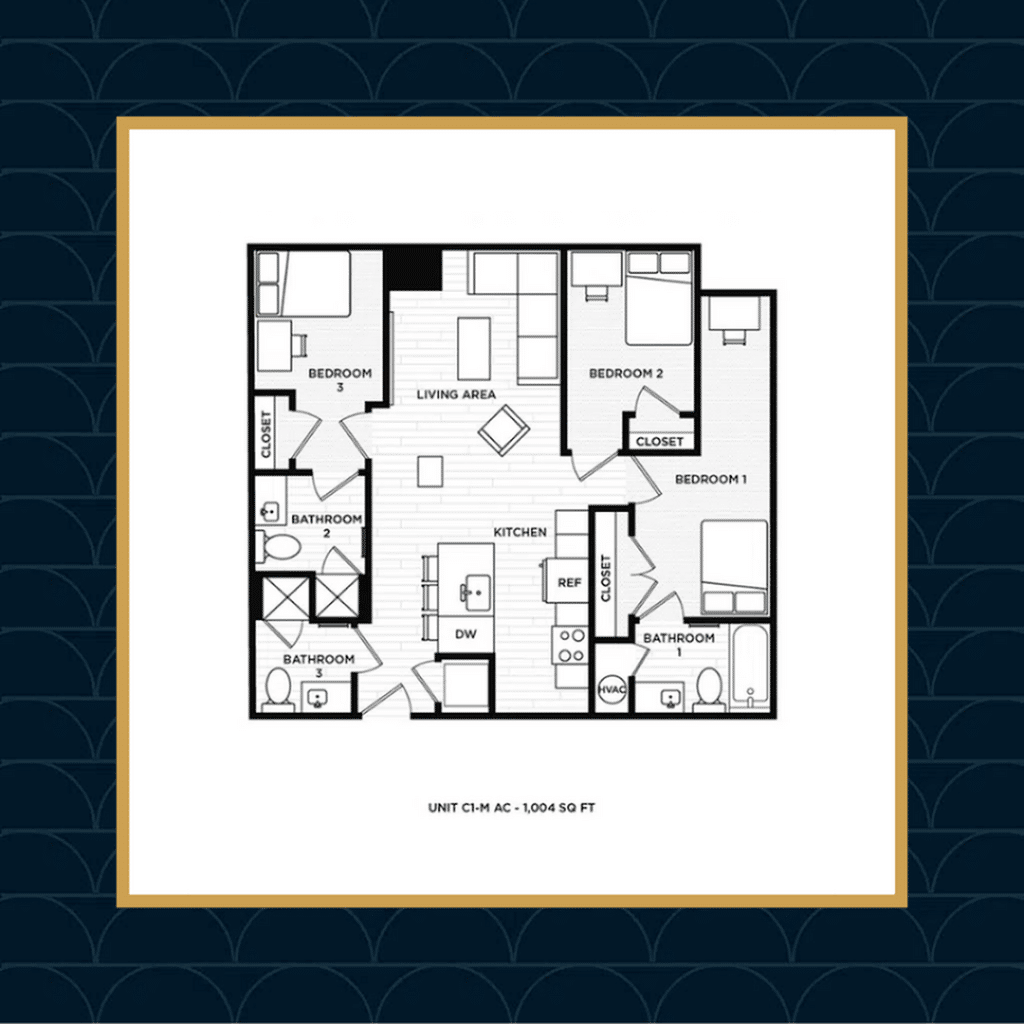 VERVE Columbus floor plan- The German, 3-bedroom
