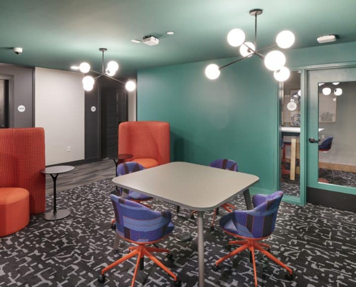 The Verve Columbus student apartments study area and private study/meeting rooms