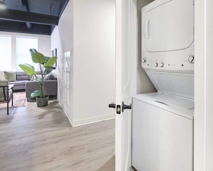The Verve Columbus luxury student apartments in-unit stackable washer and dryer